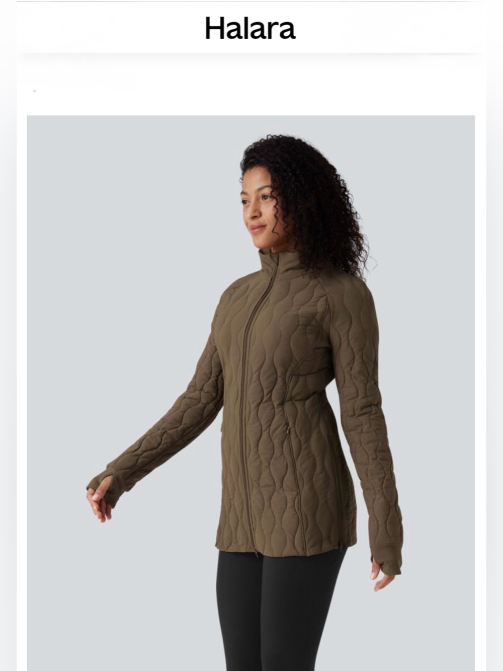 NWT [Halara] PuffFlex Long Sleeve Thumb Hole Quilted Jacket Brown Women’s L - Picture 2 of 16